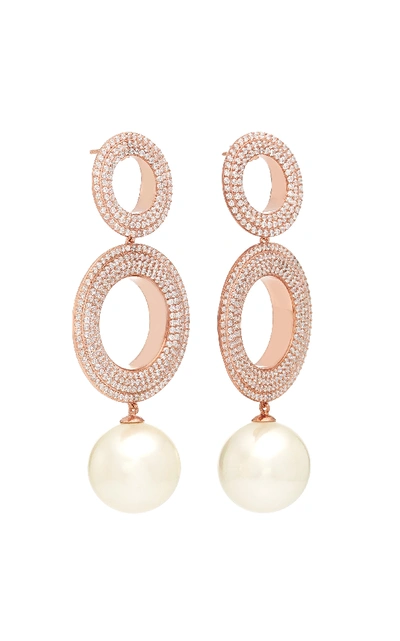 Shop Joanna Laura Constantine Grommets Gold-plated Brass Cubic Zirconia And Pearl Earrings