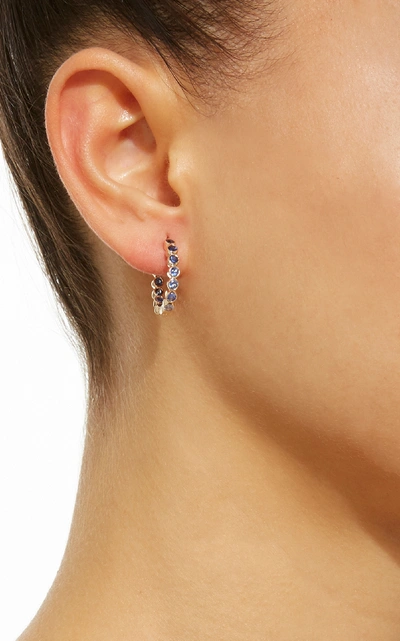 Shop She Bee 14k Gold Sapphire Hoop Earrings In Blue
