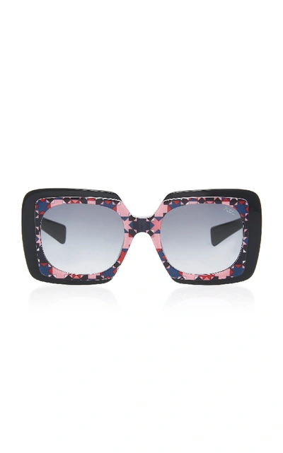 Shop Emilio Pucci Sunglasses Geometric Square-frame Acetate Sunglasses In Black