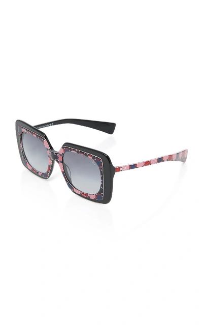 Shop Emilio Pucci Sunglasses Geometric Square-frame Acetate Sunglasses In Black