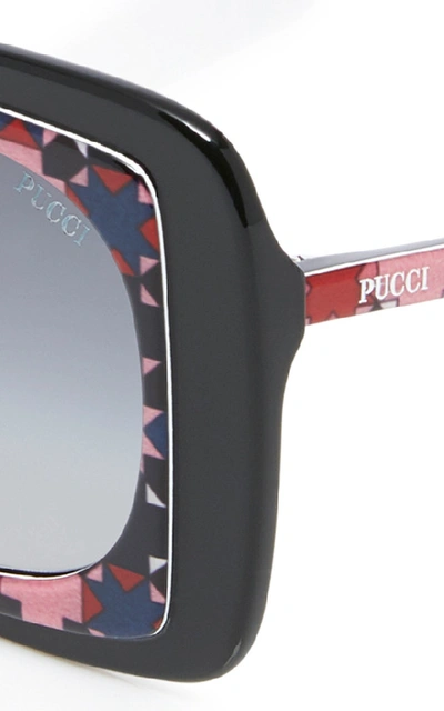 Shop Emilio Pucci Sunglasses Geometric Square-frame Acetate Sunglasses In Black