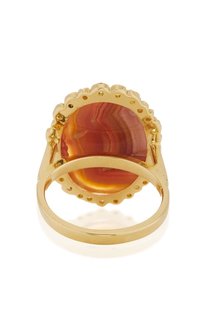 Shop Kimberly Mcdonald One-of-a-kind Agate Ring With Natural Colored Diamonds Set In 18k Yellow Gold In Pink