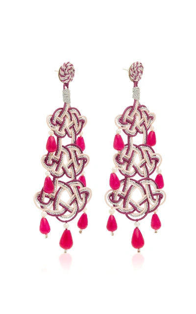 Shop Anna E Alex Woven Stone Silver-plated Earrings In Pink
