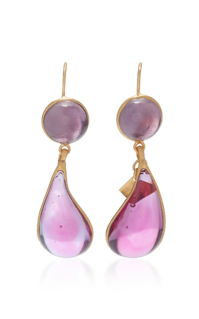 Shop Loulou De La Falaise 24k Gold-plated Stone Earrings In Purple