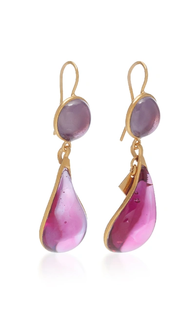 Shop Loulou De La Falaise 24k Gold-plated Stone Earrings In Purple