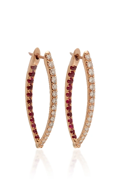 Shop Melissa Kaye Christina 18k Pink Gold Diamond And Ruby Earrings In Red