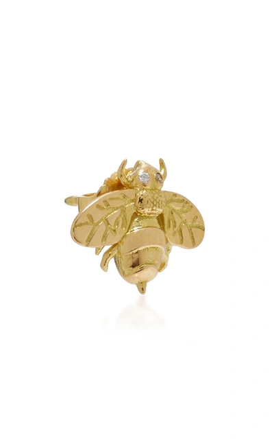 Shop Brent Neale Small Bee Single Stud Earring In Gold