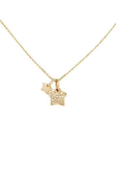 Shop With Love Darling Women's Two Stars 18k Gold Diamond Necklace