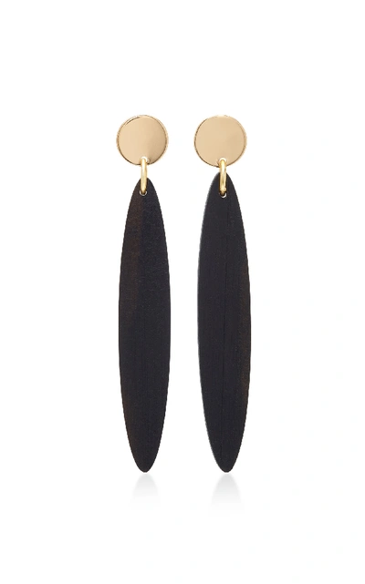 Shop Sophie Monet The Navona Gold-plated Ebony And Wood Earrings In Black
