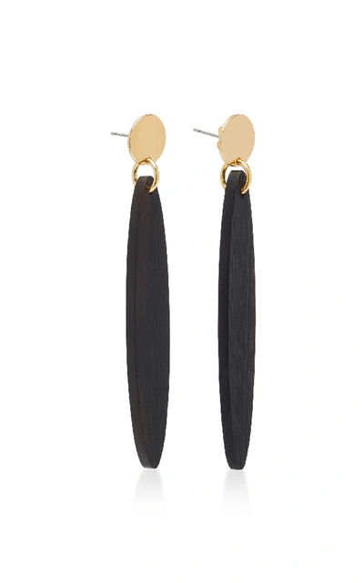 Shop Sophie Monet The Navona Gold-plated Ebony And Wood Earrings In Black