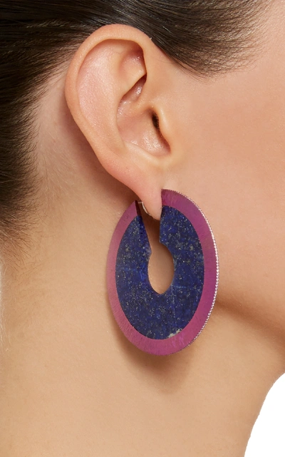 Shop Arunashi One-of-a-kind Lapis Disc Hoop Earrings In Blue