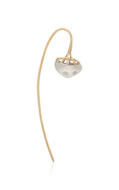 Shop Donna Hourani Mushroom 18k Gold And Diamond Earrings In White