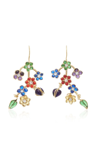 Shop Gripoix Glamour Pierced 24k Gold-plated Glass And Crystal Drop Earrings In Multi