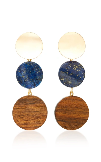 Shop Sophie Monet The Arlo Gold-plated, Lapis And Shedua Wood Earrings