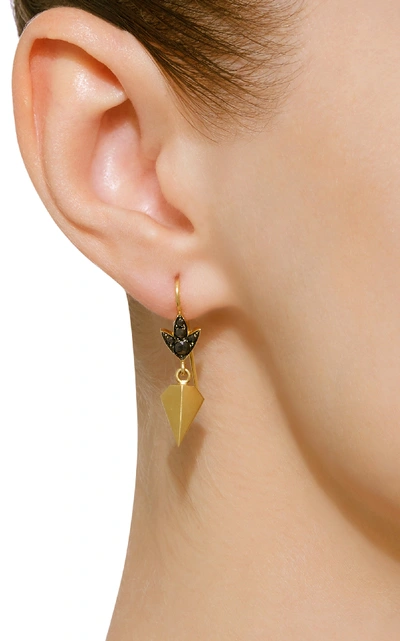 Shop Sylva & Cie 18k Gold Black Diamond Earrings