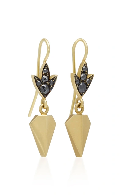 Shop Sylva & Cie 18k Gold Black Diamond Earrings