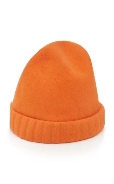 Shop Yestadt Millinery Bunnie Wool-felt Beanie In Orange