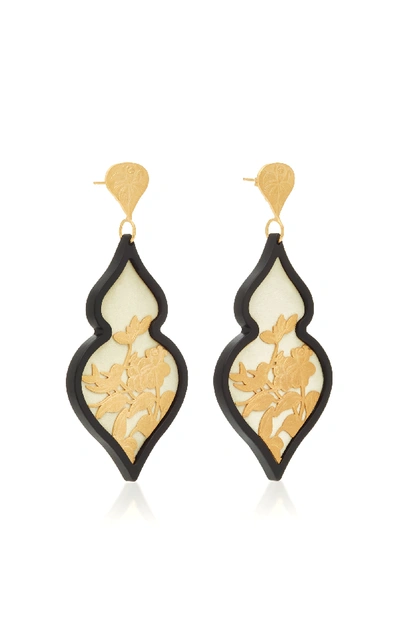 Shop Anna E Alex Silver And Gold-plated Velvet Resin Earrings In White
