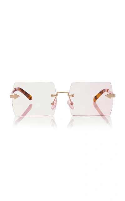 Shop Karen Walker The Bird Square Sunglasses In Pink