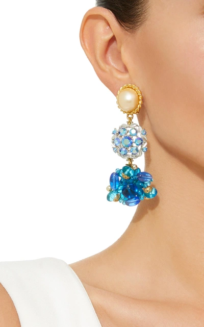 Shop Lulu Frost One-of-a-kind Pearl And Aurora Borealis Floral Earring In Blue