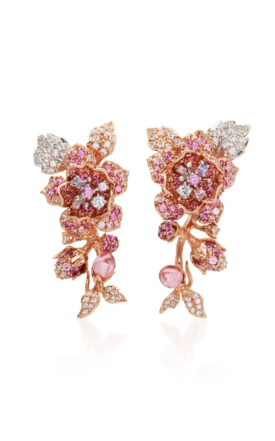 Shop Anabela Chan Tourmaline Rose Earrings In Pink