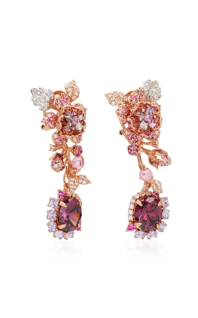 Shop Anabela Chan Tourmaline Rose Earrings In Pink
