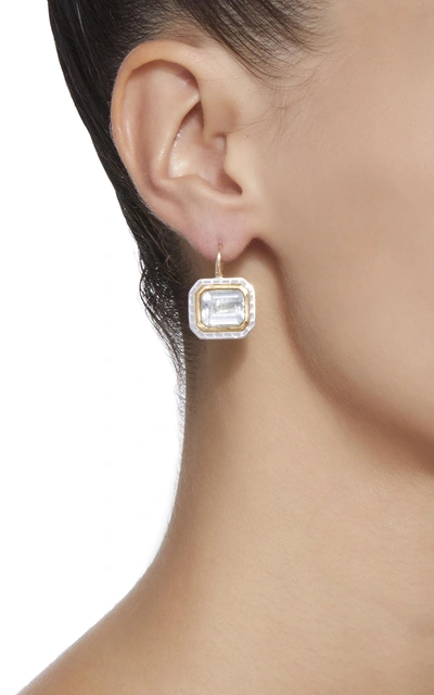 Shop Alice Cicolini Silver Tile Emerald Cut Earring In Blue