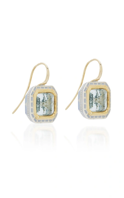Shop Alice Cicolini Silver Tile Emerald Cut Earring In Blue