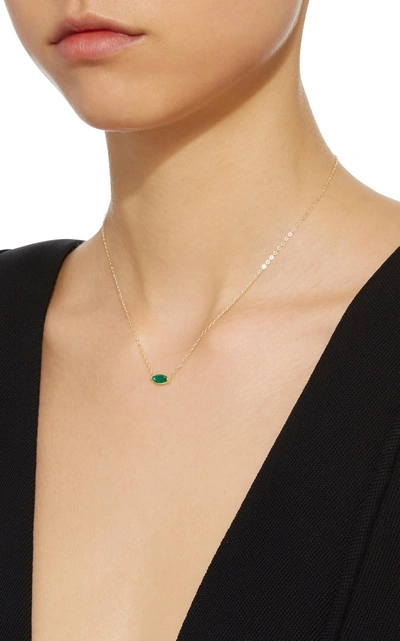 Shop Ila 14k Gold Emerald Necklace In Green