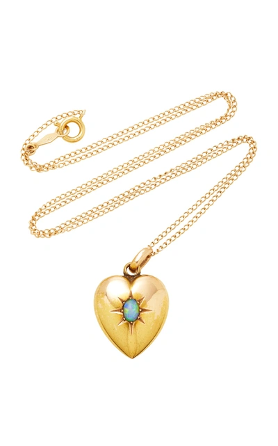 Shop Vela One-of-a-kind Edwardain Opal Heart Necklace In Gold