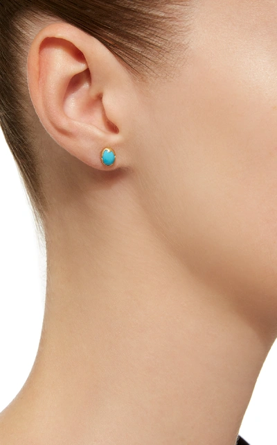 Shop Annette Ferdinandsen Eggs 18k Gold Turquoise Earrings In Blue