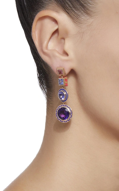 Shop Alice Cicolini Candy Lacquer Chandelier Disco Earrings In Blue