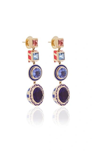 Shop Alice Cicolini Candy Lacquer Chandelier Disco Earrings In Blue