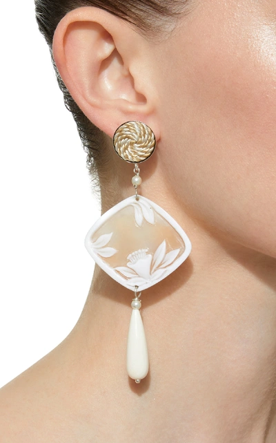 Shop Anna E Alex Shell Silver-plated And Pearl Earrings In Neutral
