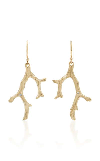 Shop Annette Ferdinandsen Coral Stick 14k Gold Diamond Earrings