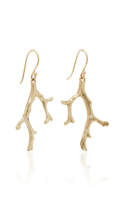 Shop Annette Ferdinandsen Coral Stick 14k Gold Diamond Earrings