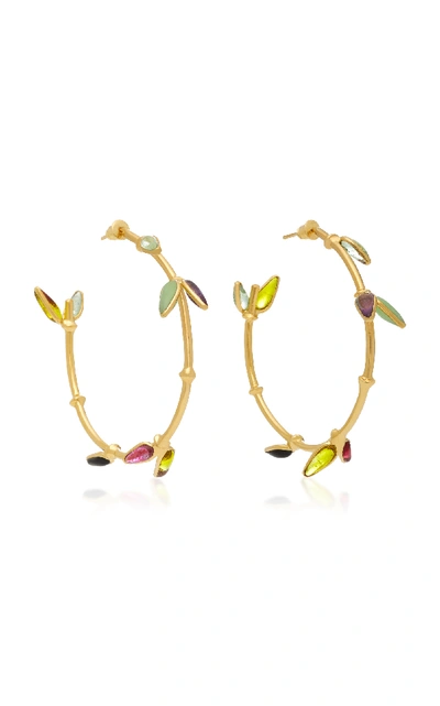 Shop Gripoix Bamboo Creole 24k Gold-plated Brass And Poured Glass Pierced Earrings In Multi