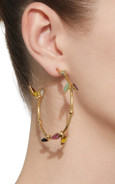Shop Gripoix Bamboo Creole 24k Gold-plated Brass And Poured Glass Pierced Earrings In Multi