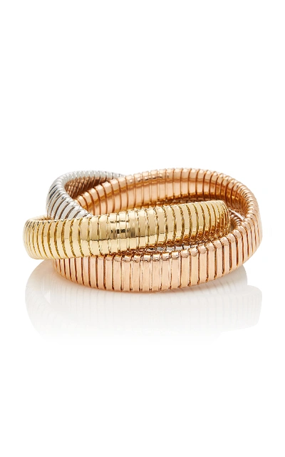 Shop Sidney Garber Rolling Tri-color 18k Gold Bracelet In Multi