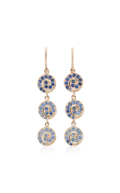 Shop She Bee 10k Gold Sapphire Earrings In Blue