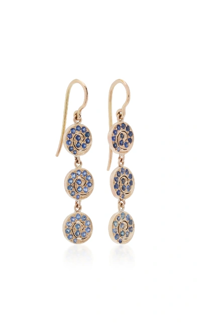 Shop She Bee 10k Gold Sapphire Earrings In Blue