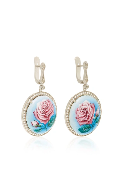 Shop Axenoff Jewellery La Vie En Rose Silver Drop Earrings In Floral