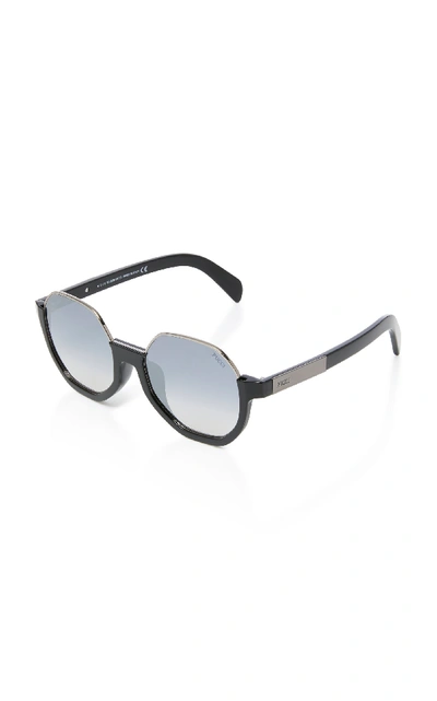 Shop Emilio Pucci Sunglasses Contrast Frame Round Acetate Sunglasses In Pink
