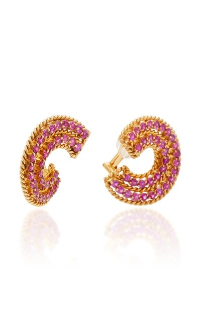 Shop The Last Line Pink Sapphire Spiral Twist Earrings