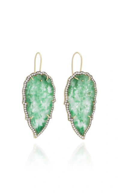 Shop Sylva & Cie One-of-a-kind Jade Leaf Earrings In Green