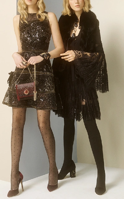 Shop Elie Saab Leather And Fox Fur Stole In Black