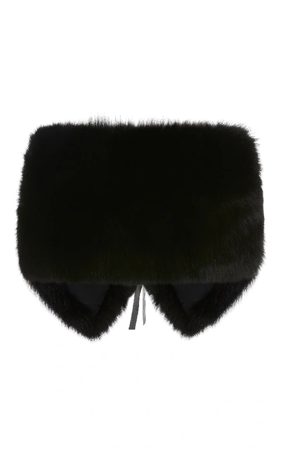 Shop Elie Saab Leather And Fox Fur Stole In Black
