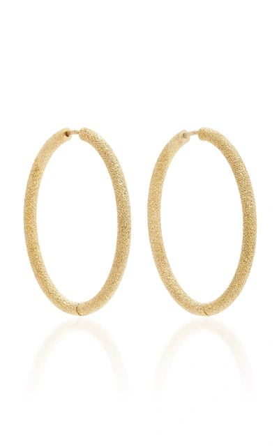 Shop Carolina Bucci Florentine Finish Large Oval Thick Hoop Earrings In Gold