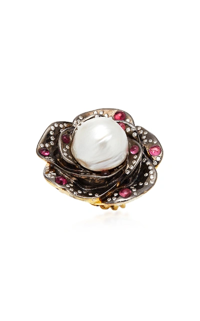 Shop Sylvie Corbelin One-of-a-kind Pearl Flower Ring In White