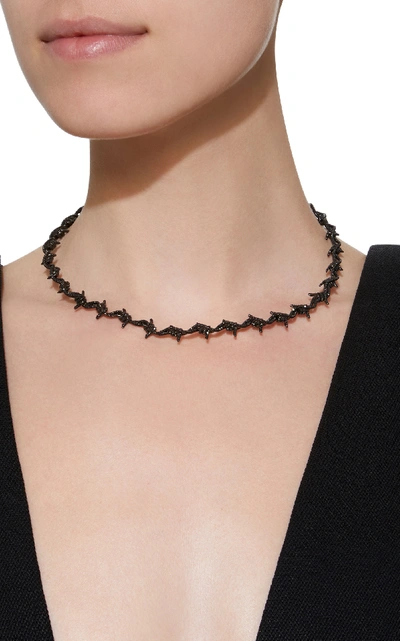 Shop Lynn Ban Jewelry Black Rhodium Silver Black Diamond Choker